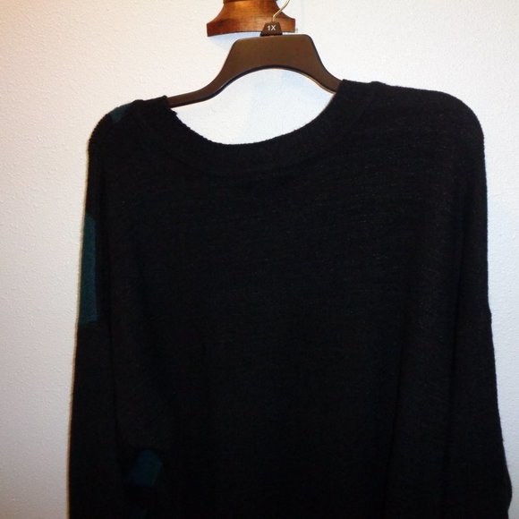 NEW EVRI Sweater Size 3X Black & Teal Crewneck Women's Plus - Picture 8 of 9